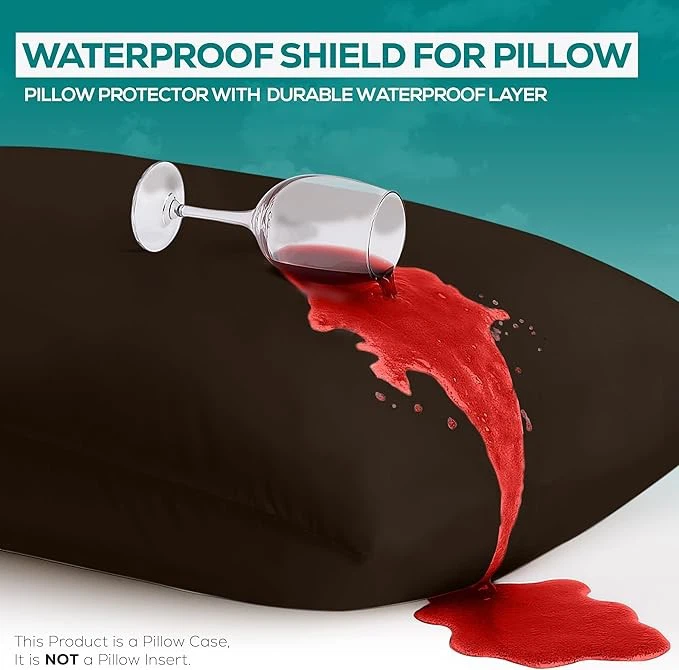 2-Pack Brown Standard Waterproof Pillow Protectors (20