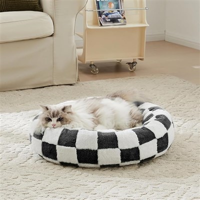 Cama calmante para mascotas redonda retro: disponible OEM